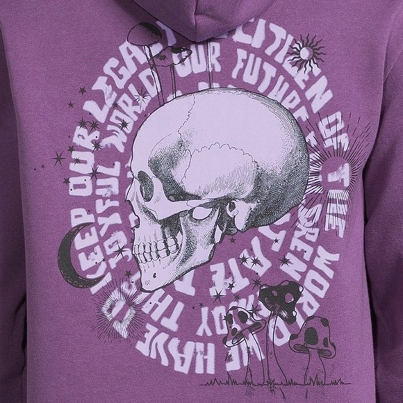 Skull Moon Purple Graphic Hoodie Sweatshirt by No Boundaries - Mens Large 42/44 - Picture 6 of 13